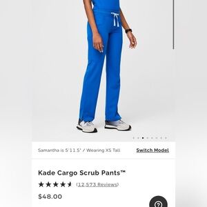 FIGS Kade Cargo Scrub Pant Royal Blue Size M